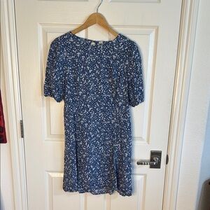 Old Navy Blue Puff Sleeve Crew Neck Sundress
